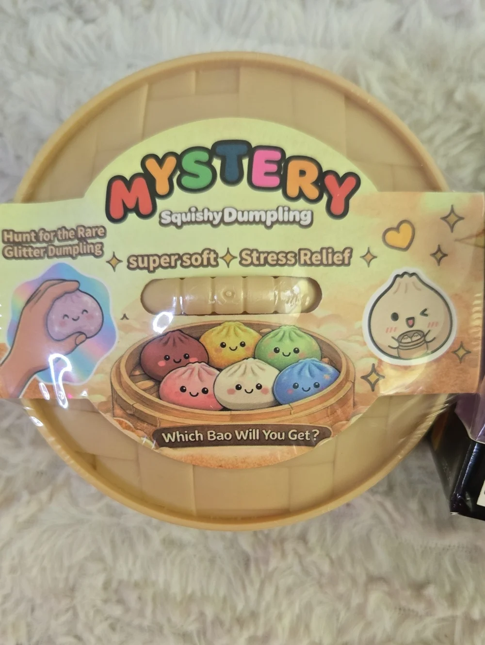 Mystery Squishy Dumpling Stress Relief Toy - Cube Squeeze Ball Included